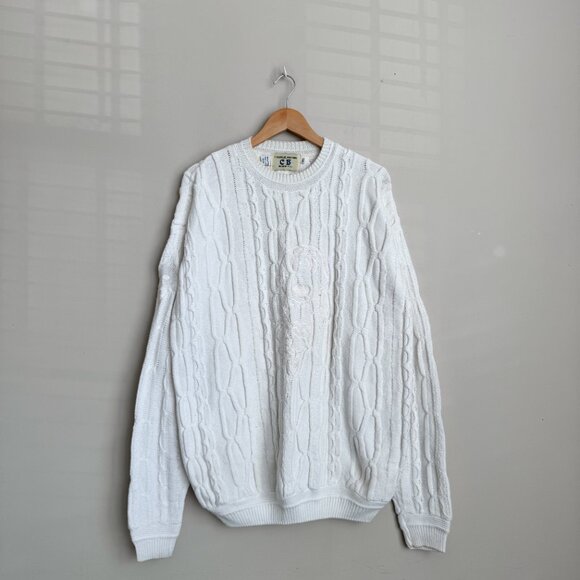 VINTAGE RARE COOGI STYLE CHARLIE BROWN BRAND CHARLIE EMBROIDERED KNIT SWEATER XL - Picture 2 of 12